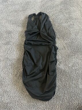 Black Ruched Halter Dress